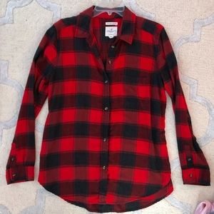 American eagle red plaid flannel shirt
